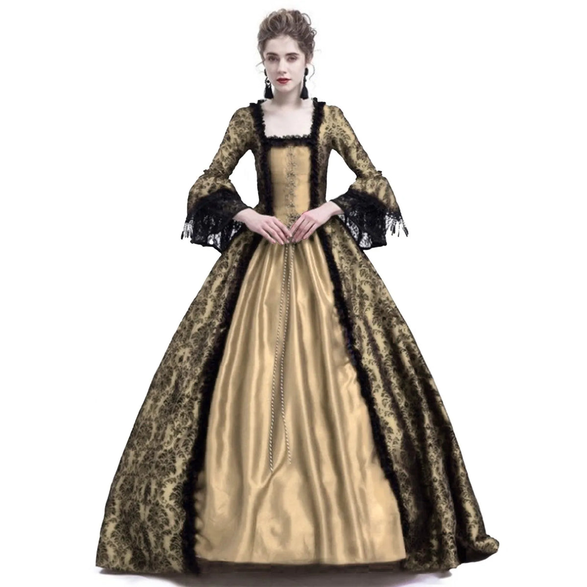 Elegant Victorian Gothic Lace Ball Gown with Vintage Alternative Fashion Style - BigCat Streetwear