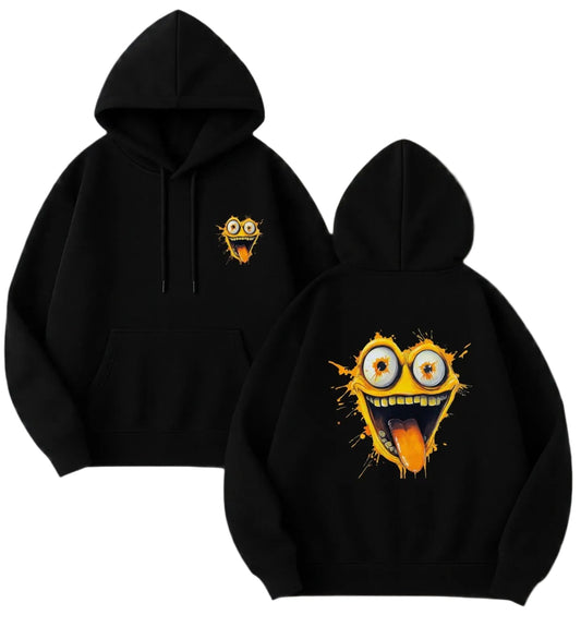 Anime-Inspired Monster Face Hoodie with Retro Manga Streetwear Aesthetic