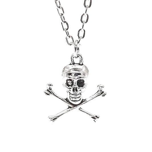Skull and Crossbones Pendant Necklace for Gothic Grunge and Y2K Style