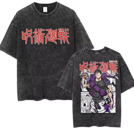 Kawaii Anime Goth Streetwear Tee with Retro Manga Graphic Design