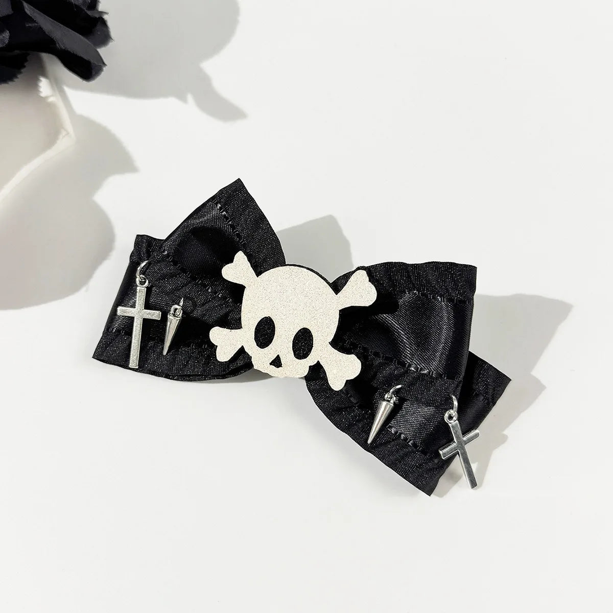 Skull Bow Hair Clip Gothic Punk Statement Alternative Fashion Accessory