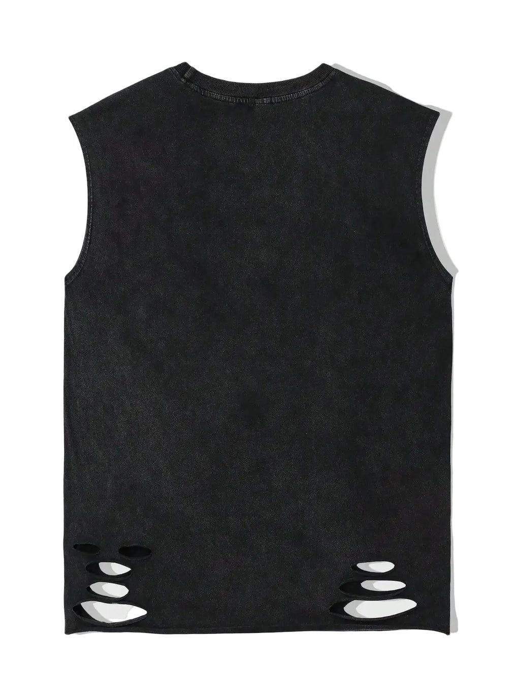 Distressed Cotton Sleeveless Tank Top with Minimalist Alternative Streetwear Punk Fashion Details