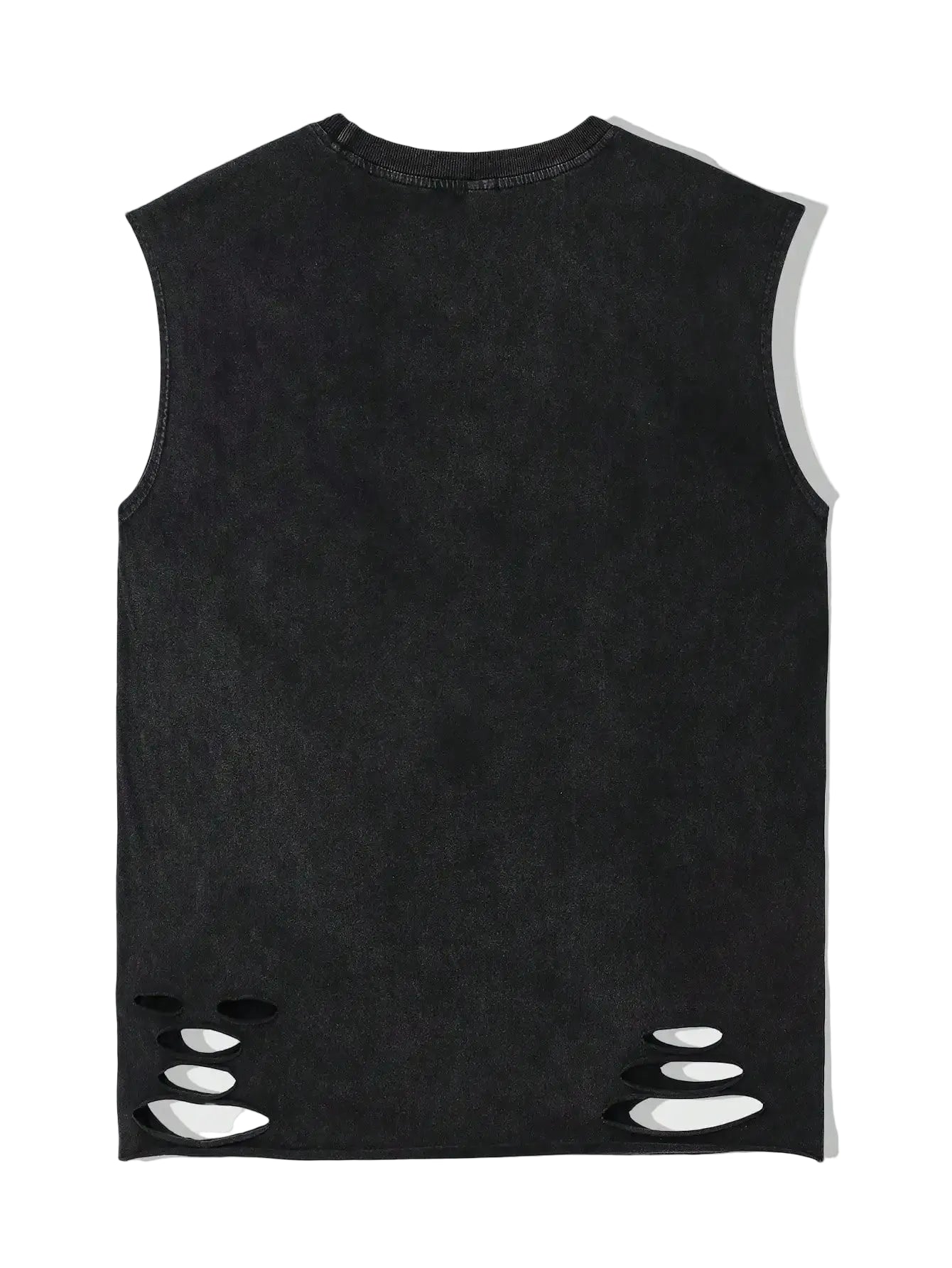 Distressed Cotton Sleeveless Tank Top with Minimalist Alternative Streetwear Punk Fashion Details