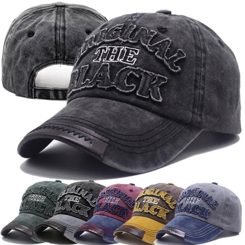 Vintage Washed Baseball Cap Embroidered Typography Curved Brim Casual Streetwear Hat