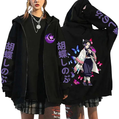 Anime-Inspired Retro Warrior Zip Hoodie with Manga Streetwear Aesthetic