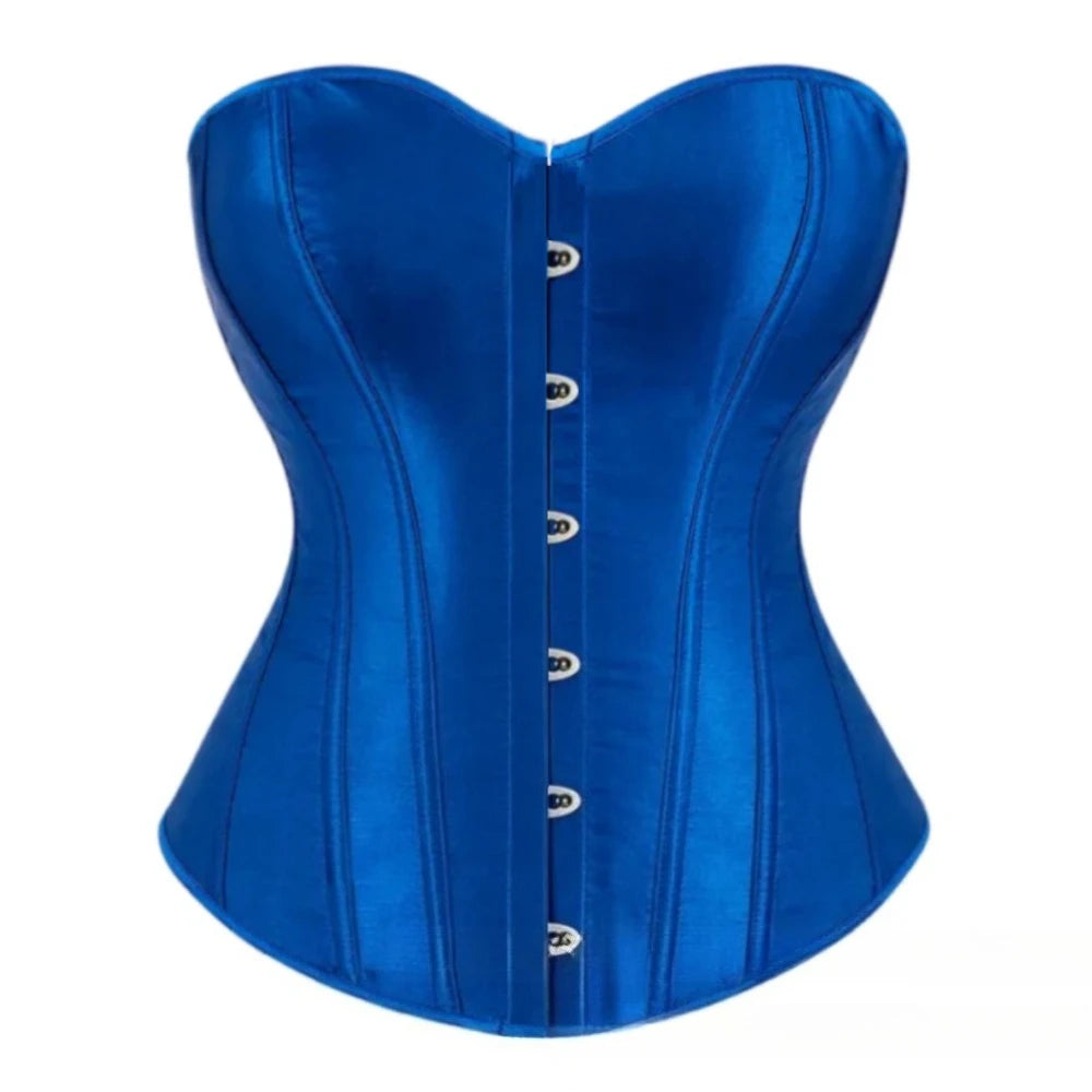 Vibrant Pink Satin-Finish Overbust Corset with Structural Seaming