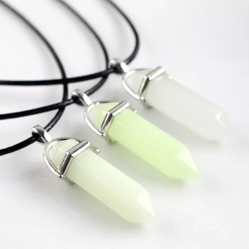 Luminous Crystal Point Pendant Necklace for Cyber Goth and Y2K Styling