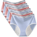 Six-Piece High-Waisted Menstrual Brief Set with Striped Waistbands
