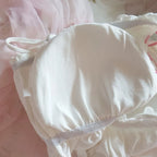 Playful Embroidered Cat Motif Wire-Free Bralette and Tie-Side Panty Set