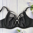Elegant Sheer Mesh Underwire Minimizer Bra with Strappy Center Detailing