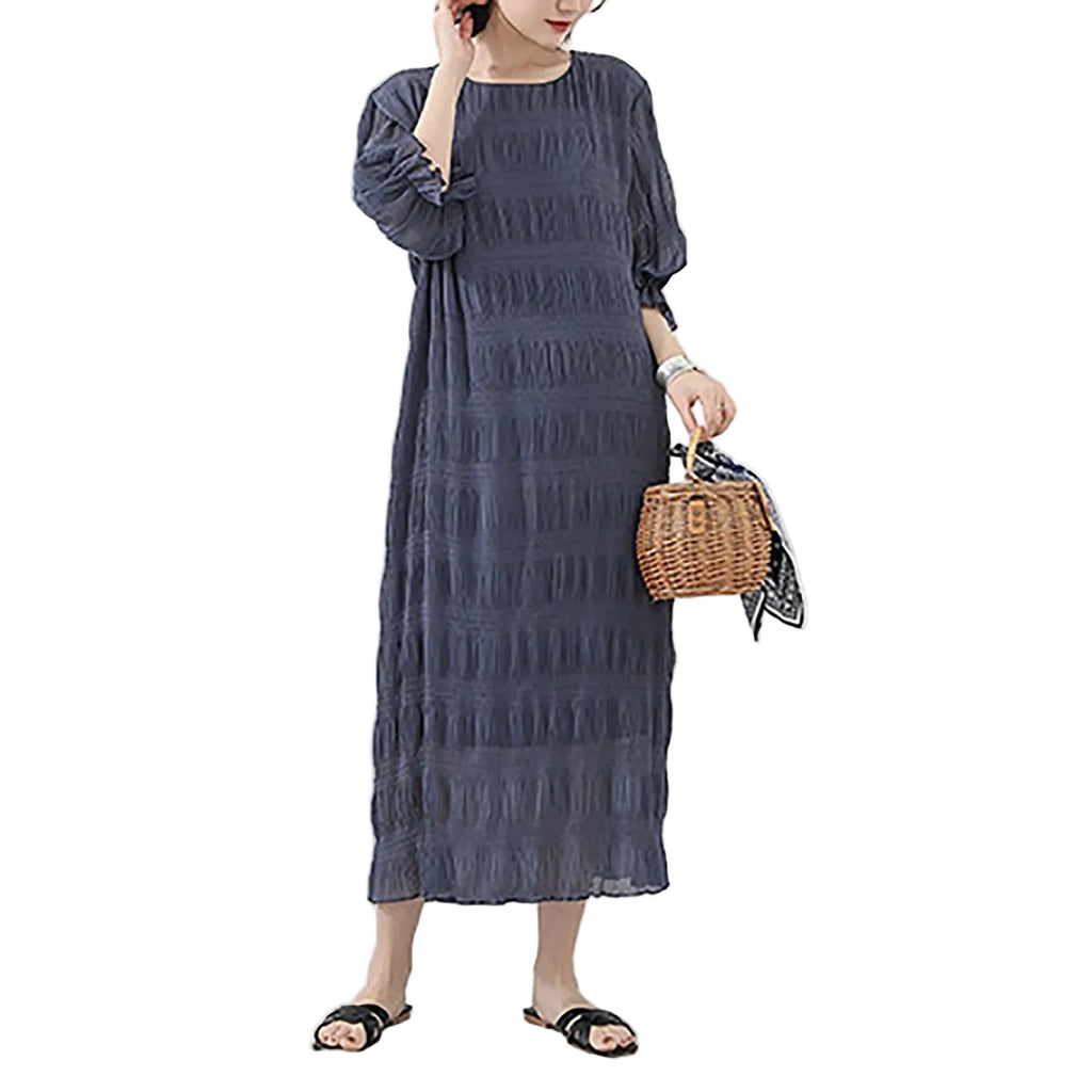 Boho Pleated Maxi Dress with Relaxed Silhouette for Everyday Styling