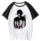 Dark Glitch Anime Raglan Oversized Casual Streetwear Cotton T-Shirt