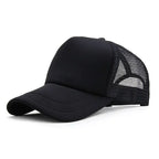 Plain Mesh Trucker Cap Adjustable Curved Brim Minimalist Casual Streetwear Hat