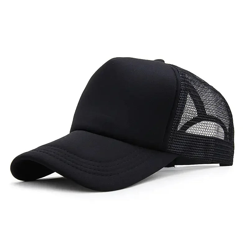 Plain Mesh Trucker Cap Adjustable Curved Brim Minimalist Casual Streetwear Hat