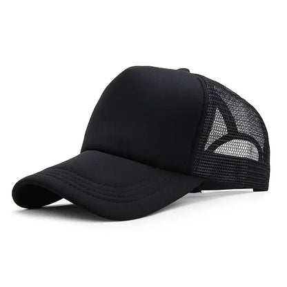 Plain Mesh Trucker Cap Adjustable Curved Brim Minimalist Casual Streetwear Hat