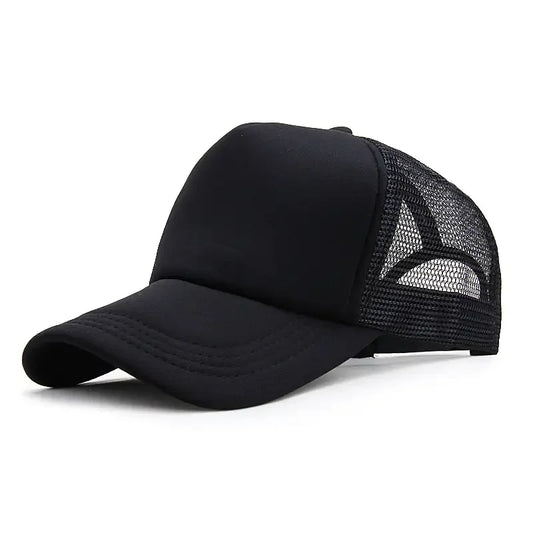 Plain Mesh Trucker Cap Adjustable Curved Brim Minimalist Casual Streetwear Hat