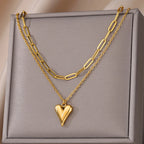Layered Heart Pendant Necklace for Dark Feminine and Alternative Fashion