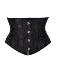 Elegant Black Floral Damask Underbust Waist Cincher with Front Metal Busk