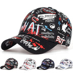 Graffiti Print Baseball Cap Adjustable Curved Brim Urban Streetwear Fashion Hat