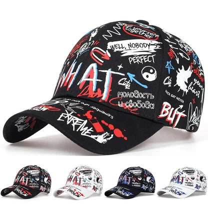 Graffiti Print Baseball Cap Adjustable Curved Brim Urban Streetwear Fashion Hat