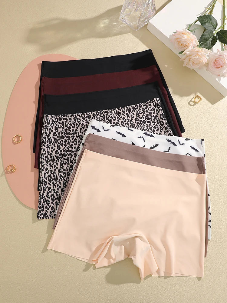7-Piece Women’s Seamless Mid-Rise Boyshorts Set with Laser-Cut Edges, Stretch Construction and Assorted Colors