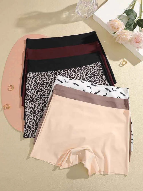 7-Piece Women’s Seamless Mid-Rise Boyshorts Set with Laser-Cut Edges, Stretch Construction and Assorted Colors