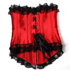 Theatrical Red and Black Striped Overbust Corset and Ruffled Tutu Skirt Set