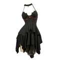Women's Alternative Asymmetrical Halter Top And Ruffle Skirt Coordinate Set With Matching Accessories
