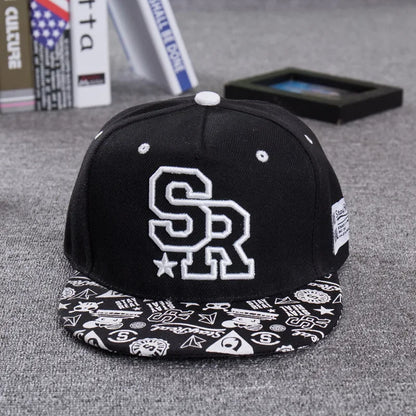 Embroidered Flat Brim Snapback Cap Adjustable Streetwear Hip Hop Baseball Hat