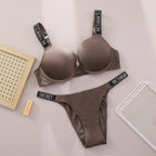 Sleek Contour Underwire Bra Set with Crystal-Embellished Straps