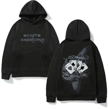 Illustrated Bird Graphic Hoodie with Oversized Streetwear Fit and Back Print