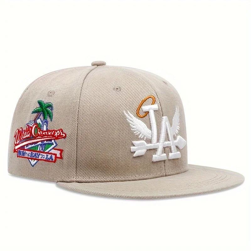 Embroidered Flat Brim Snapback Cap Adjustable Streetwear Hip Hop Baseball Fashion Hat