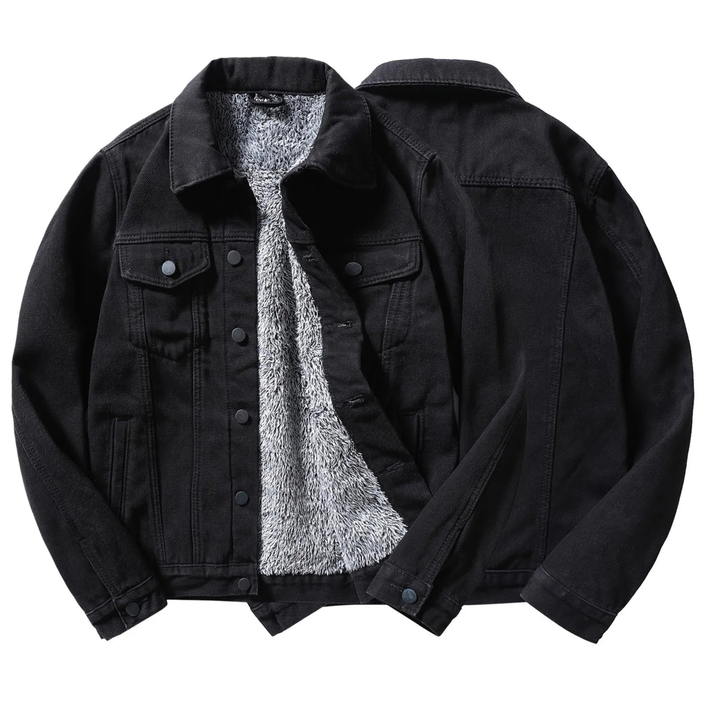 Men's Utility Inspired Button Front Jacket with Warm Lined Casual Streetwear Design