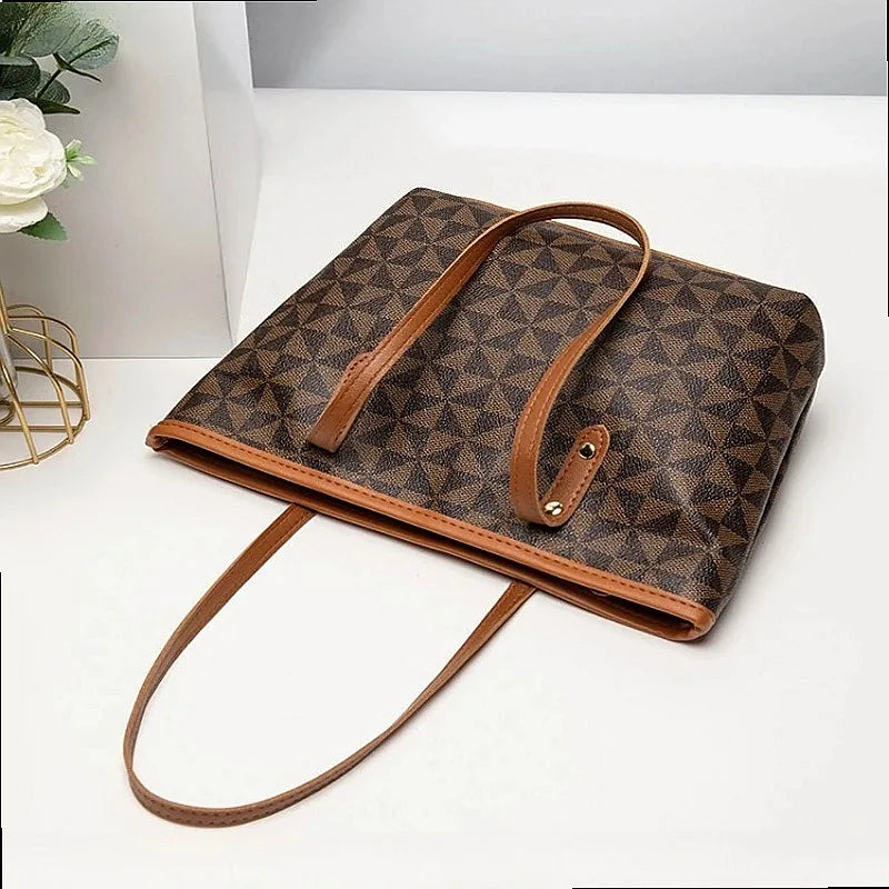Large Capacity Soft Structured Tote Shoulder Bag with Minimal Design