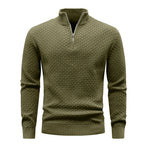 Men's Quarter Zip Mock Neck Textured Knit Casual Sweater Pullover