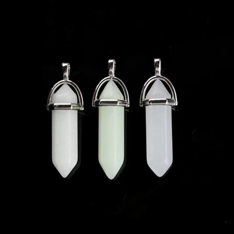 Luminous Crystal Point Pendant Necklace for Cyber Goth and Y2K Styling