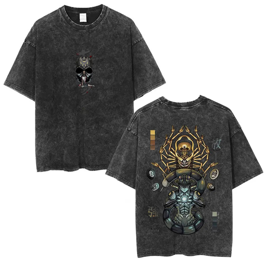 Dark Manga Gothic Oversized Graphic Washed Cotton Streetwear T-Shirt
