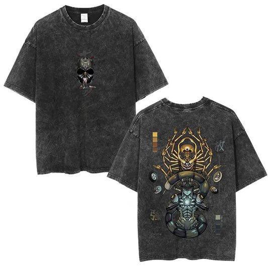 Dark Manga Gothic Oversized Graphic Washed Cotton Streetwear T-Shirt
