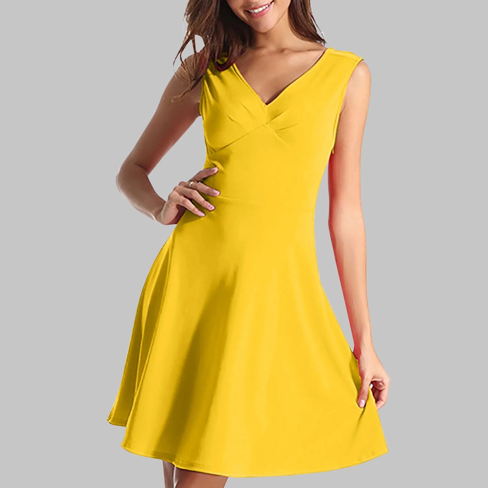 Sleeveless A-Line Mini Dress with Flared Hem and Clean Silhouette
