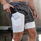 Men's Two Layer Performance Running Shorts with Quick Dry Fabric and Athletic Comfort