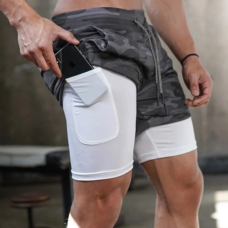 Men's Two Layer Performance Running Shorts with Quick Dry Fabric and Athletic Comfort