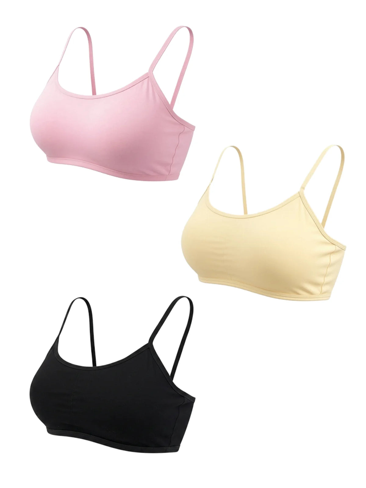 5-Piece Girls’ Cotton Training Bra Set with Chest Pads and Adjustable Shoulder Straps