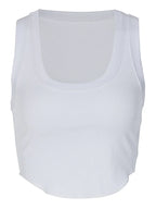 Ribbed Crop Tank Top with Square Neck Slim Fit Casual Streetwear Style