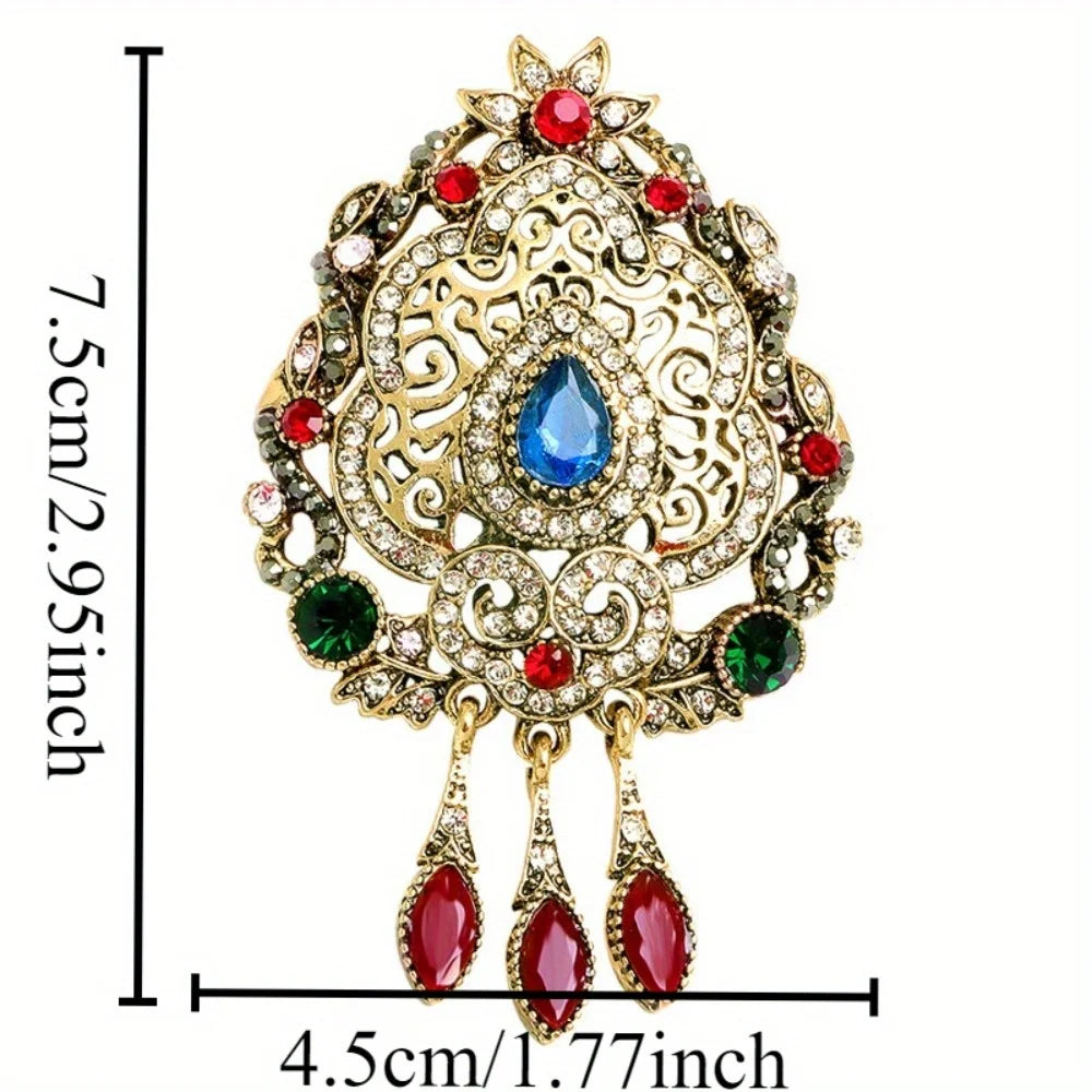 Vintage Gothic Filigree Statement Brooch with Ornate Teardrop Charms - BigCat Streetwear