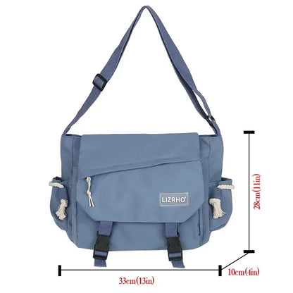 Large Capacity Nylon Crossbody Messenger Bag with Utility Pocket Streetwear Design