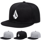 Geometric Embroidered Flat Brim Snapback Cap Adjustable Streetwear Baseball Fashion Hat