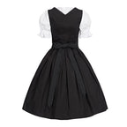 Traditional Bavarian-Inspired Dirndl Dress with Lace-Up Corset Bodice and Puff Sleeves