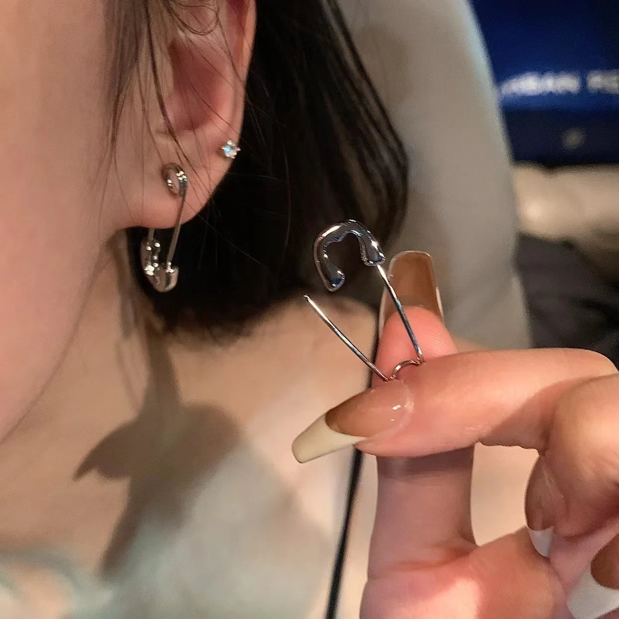 Safety Pin Stud Earrings for Punk Grunge and Y2K Alternative Fashion