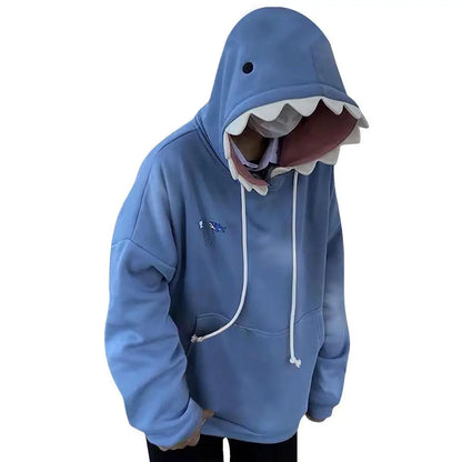 Kawaii Anime Shark Hoodie with Manga-Inspired Oversized Streetwear Design