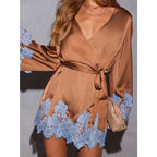 Vintage Gothic Wrap Mini Dress with Lace Trim Alternative Fashion Styling